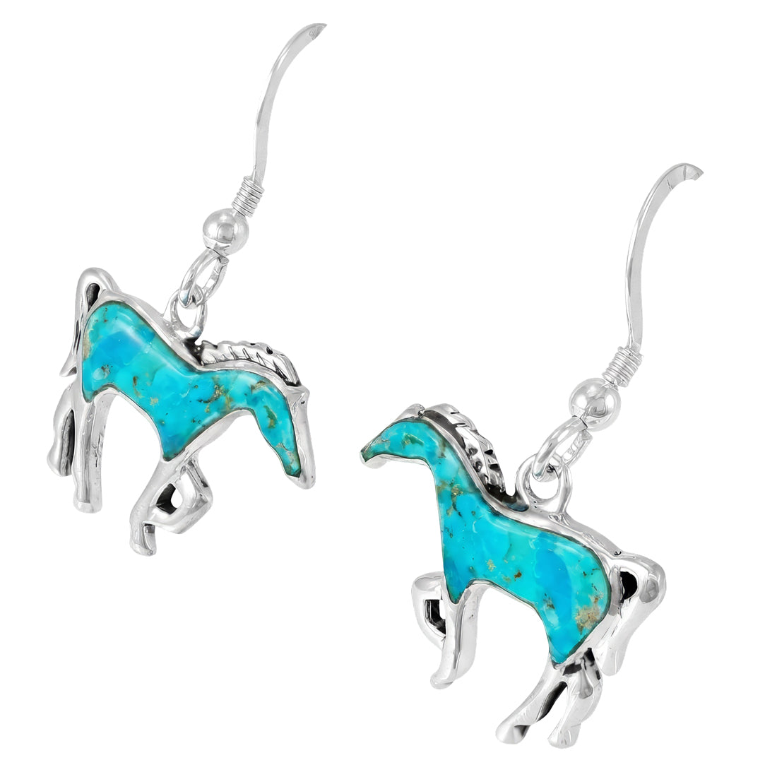 Turquoise Horse Earrings Sterling Silver E1054-C75