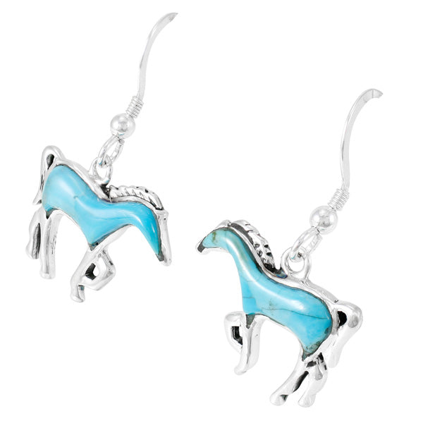 Turquoise Horse Earrings Sterling Silver E1054-C75