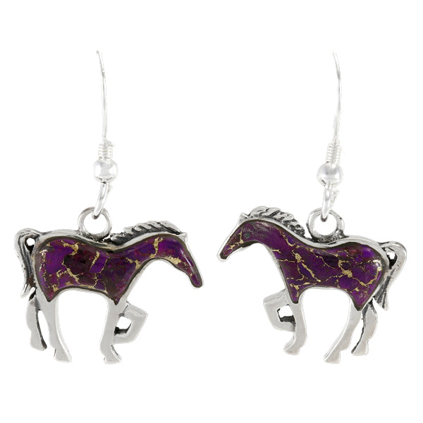 Purple Turquoise Horse Earrings Sterling Silver E1054-C77