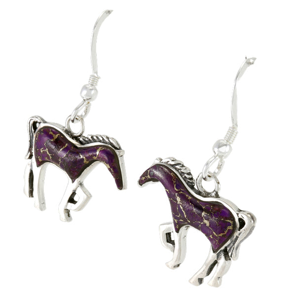 Purple Turquoise Horse Earrings Sterling Silver E1054-C77