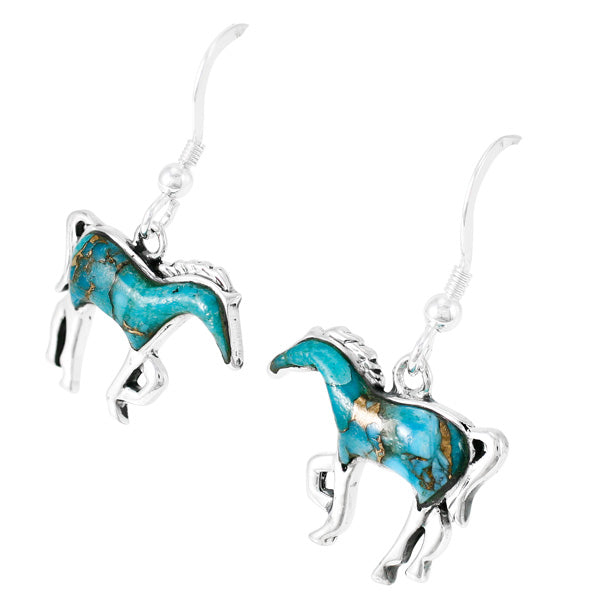 Matrix Turquoise Horse Earrings Sterling Silver E1054-C84