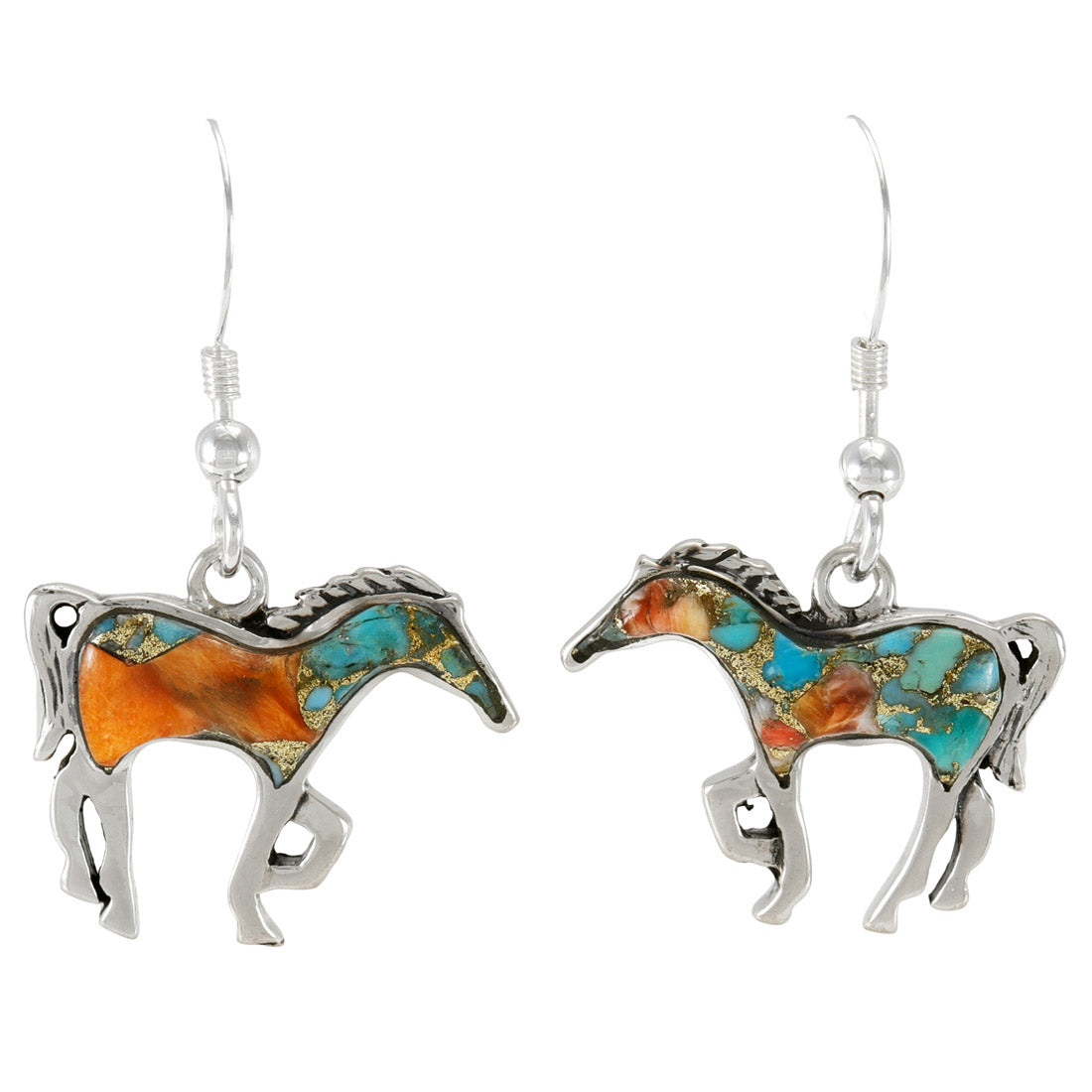 Horse Spiny Turquoise Earrings Sterling Silver E1054-C89