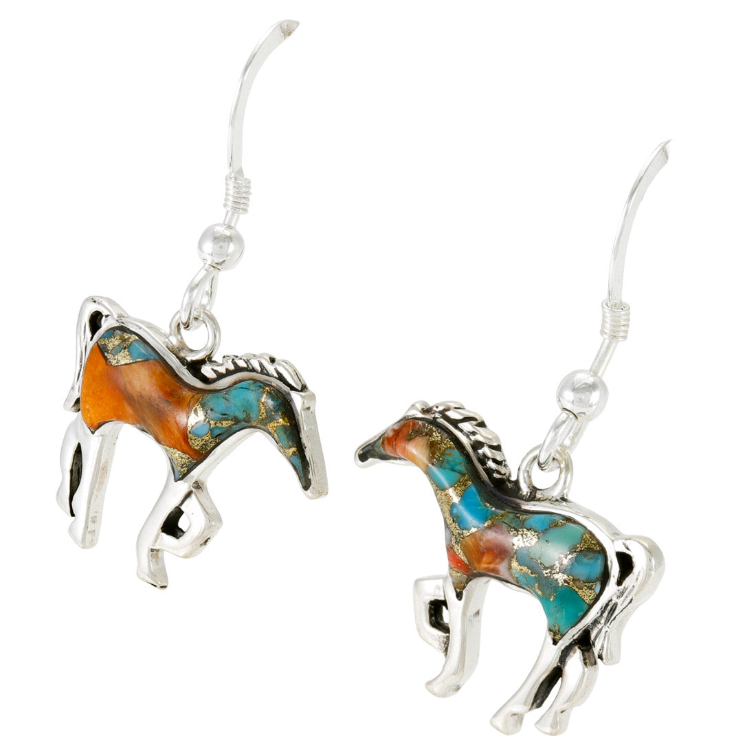 Horse Spiny Turquoise Earrings Sterling Silver E1054-C89