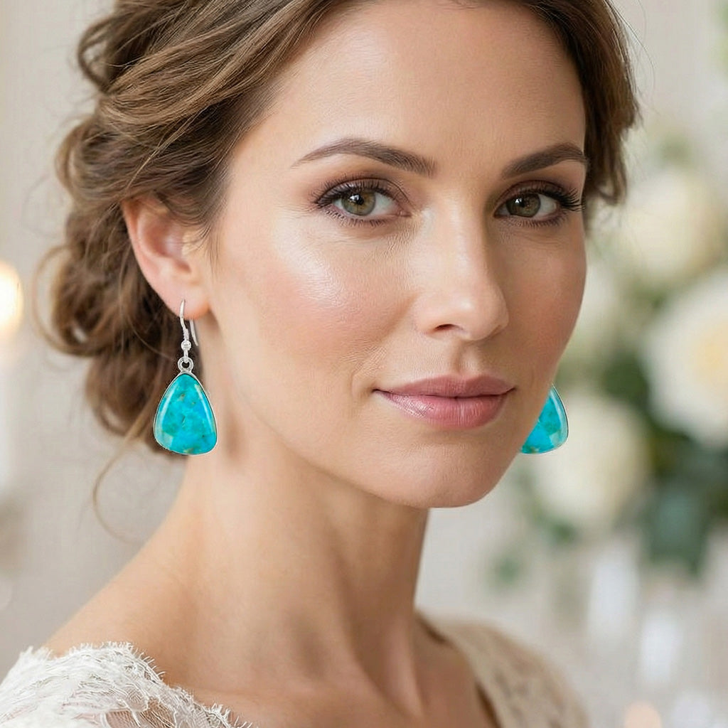 Turquoise Jewelry Drop Earrings Sterling Silver E1058-C75