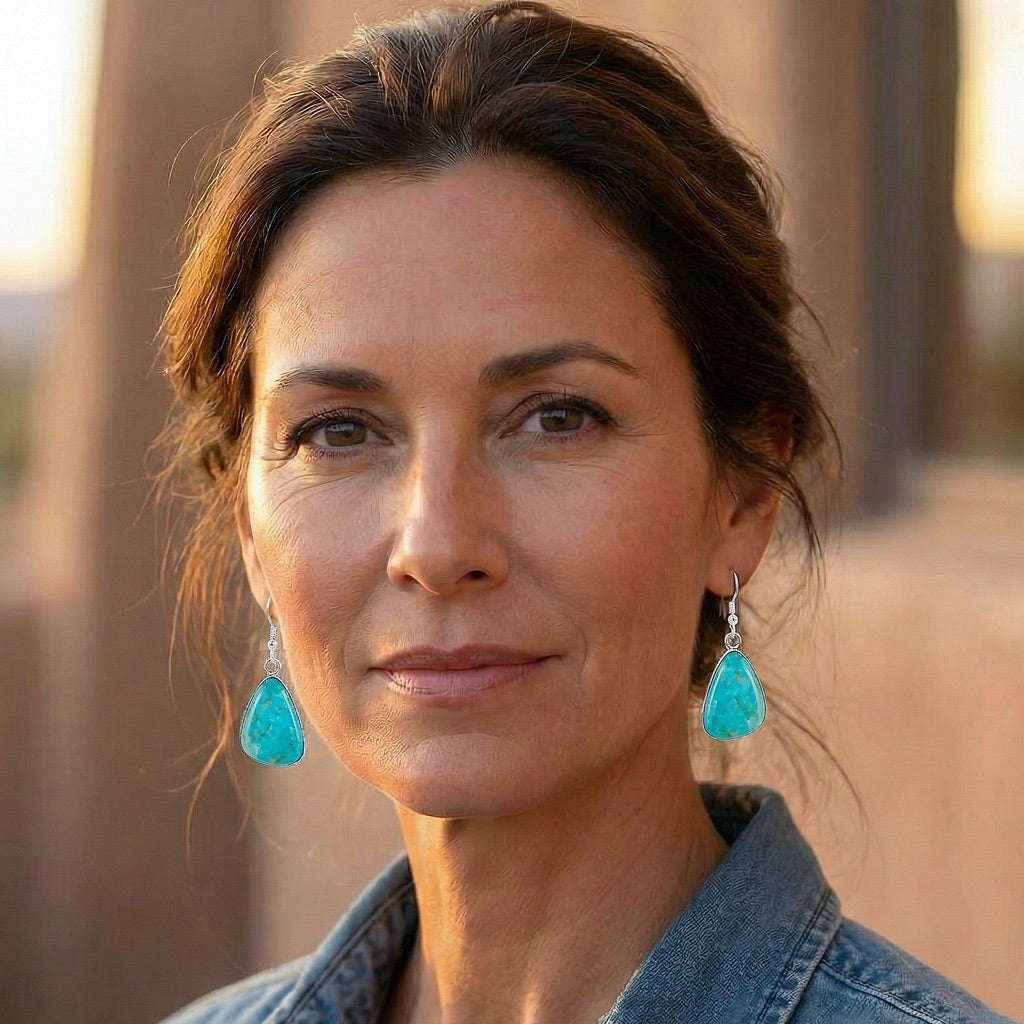 Turquoise Jewelry Drop Earrings Sterling Silver E1058-C75