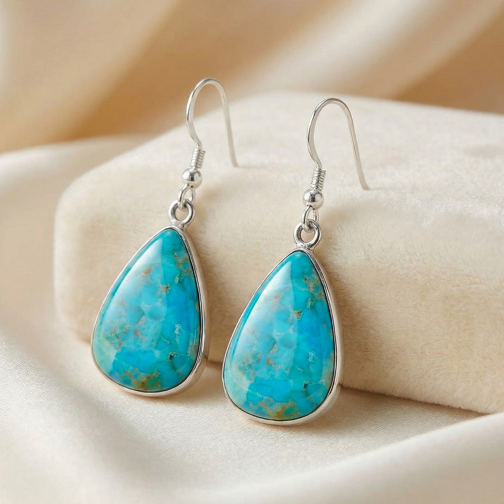 Turquoise Jewelry Drop Earrings Sterling Silver E1058-C75