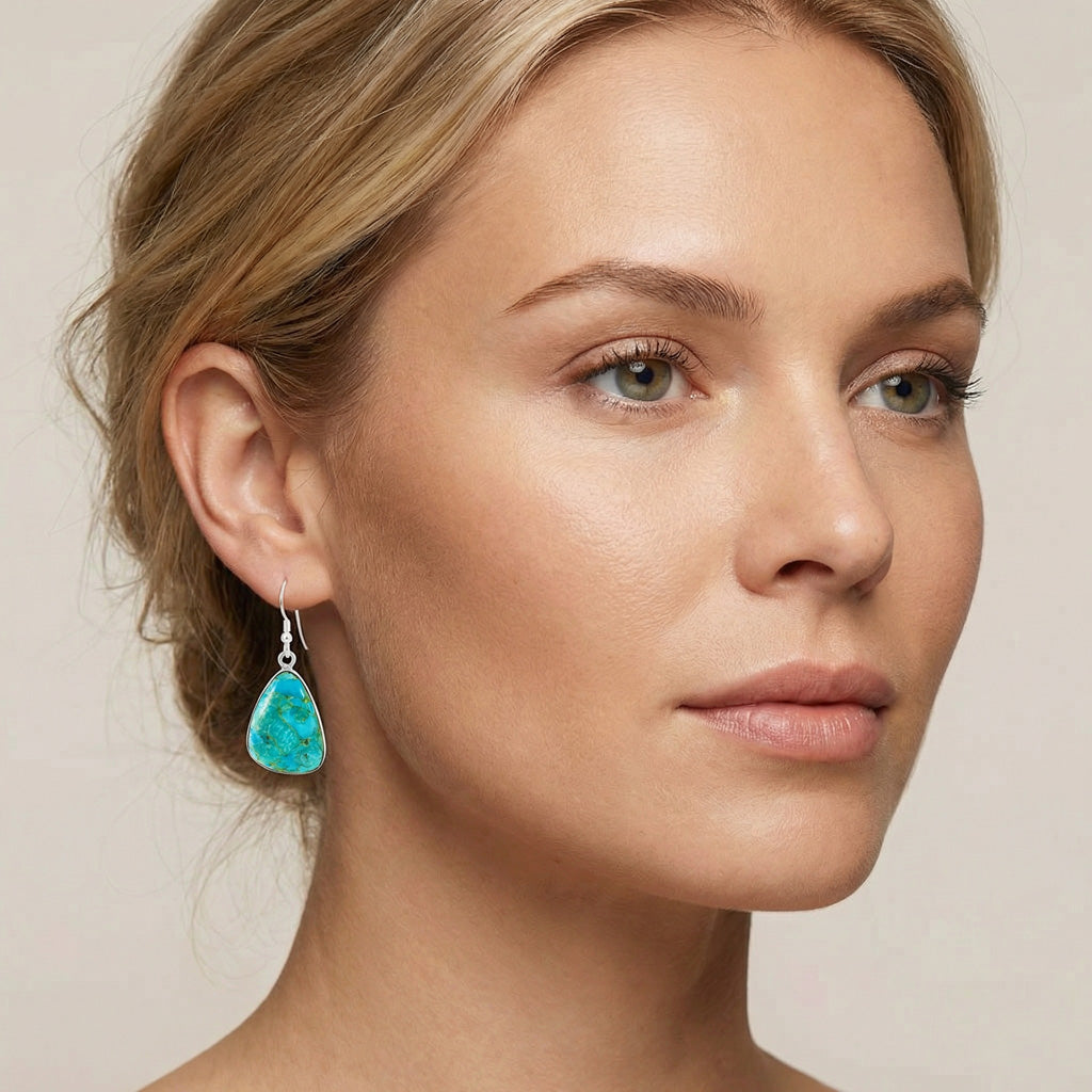 Turquoise Jewelry Drop Earrings Sterling Silver E1058-C75