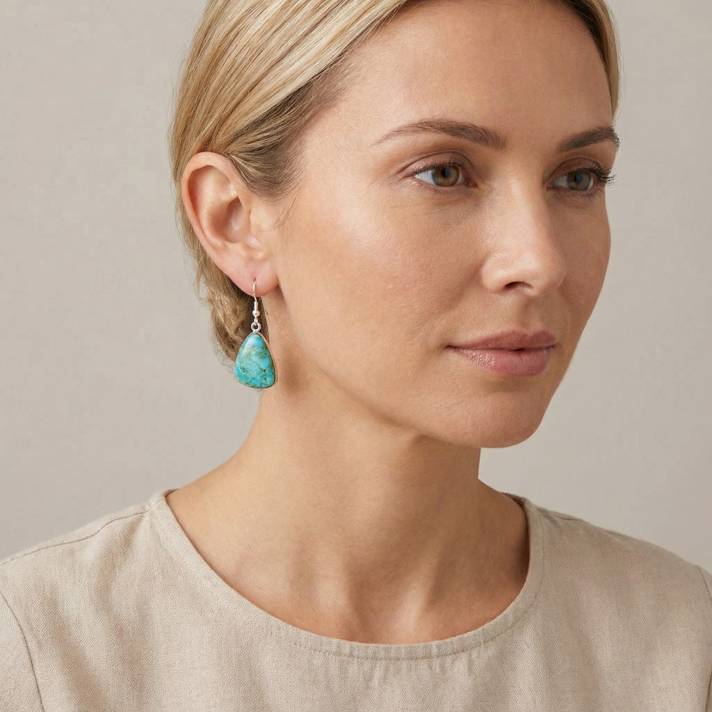FINAL CLEARANCE - Turquoise Earrings SilveryCopper™ E1058-SB-C75