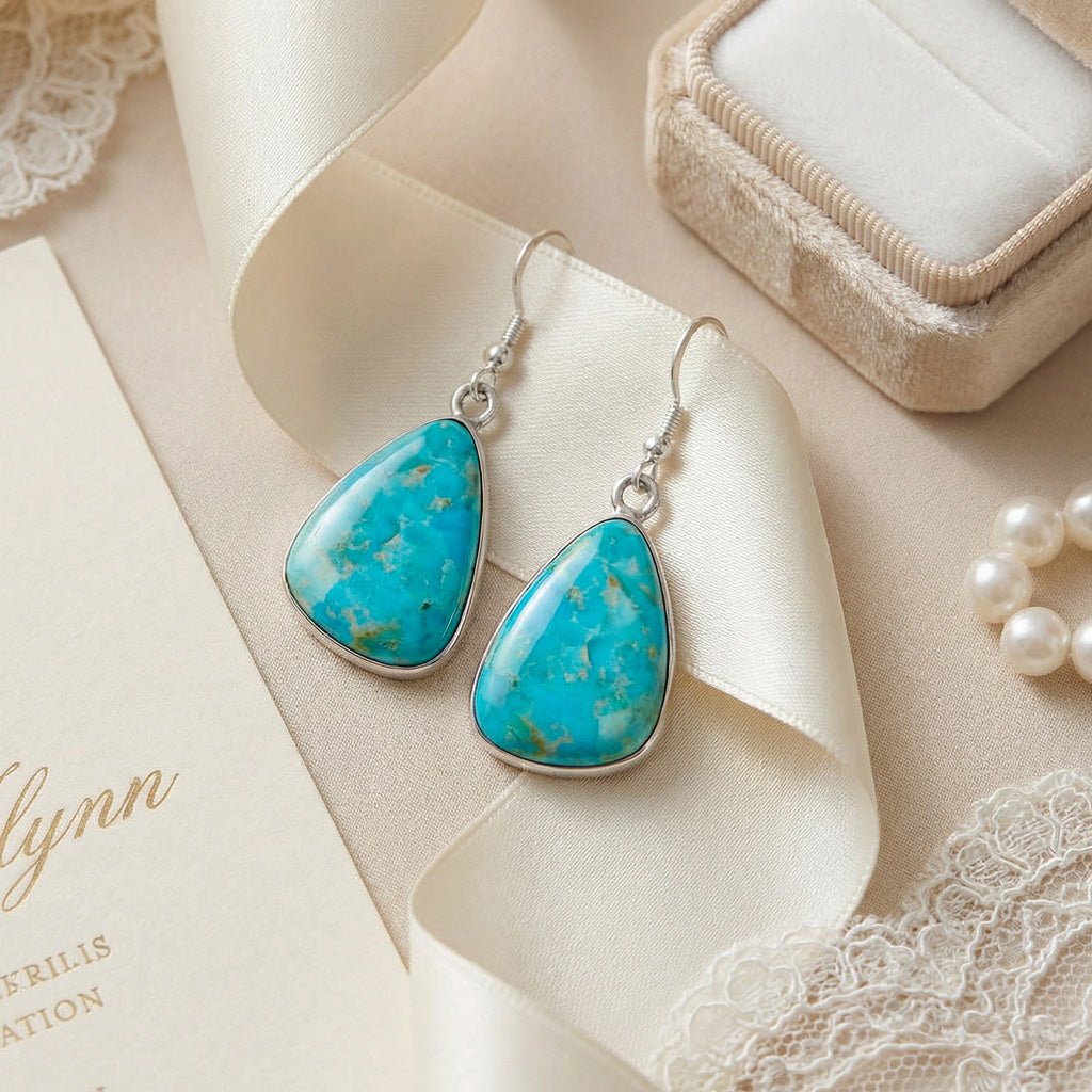 Turquoise Jewelry Drop Earrings Sterling Silver E1058-C75