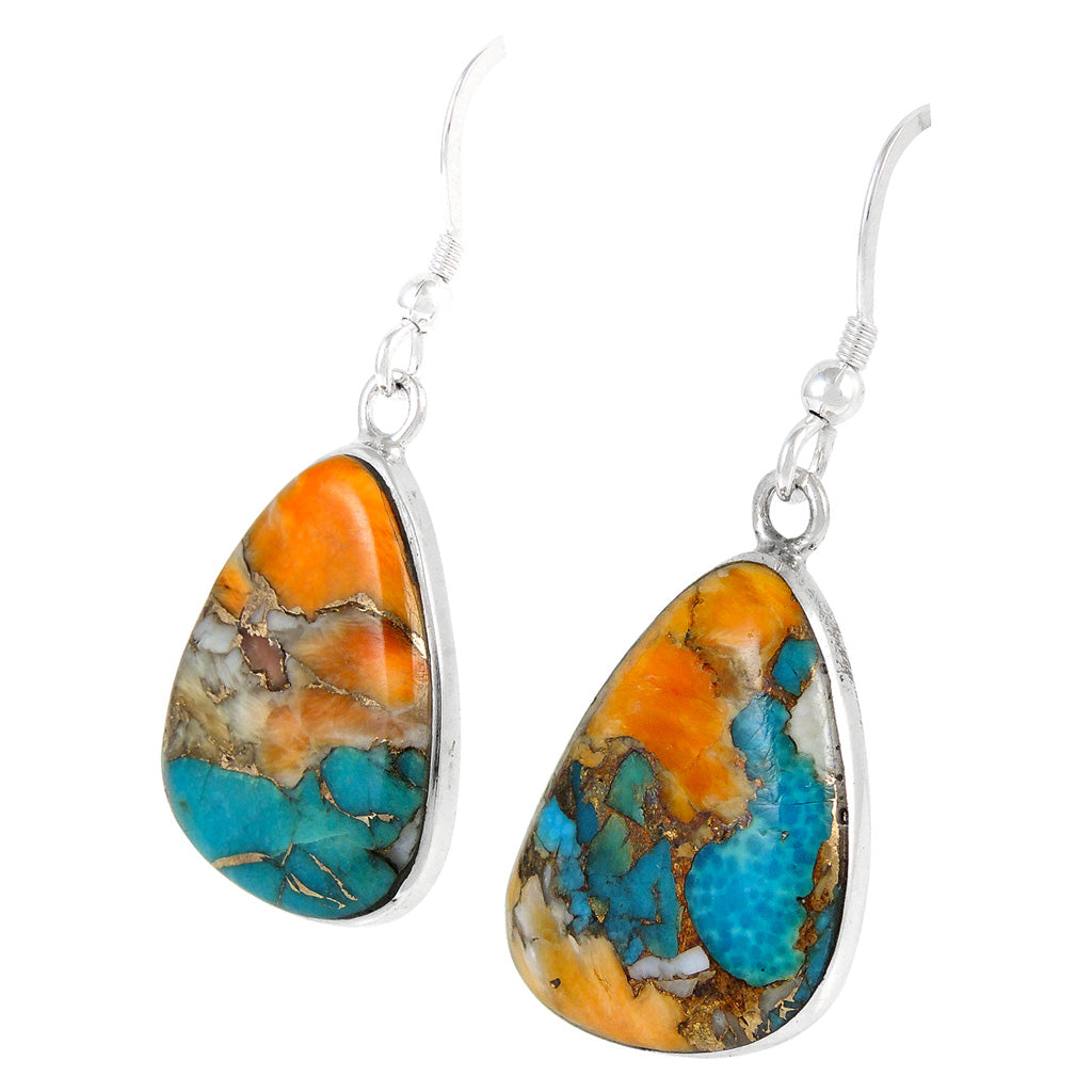 FINAL CLEARANCE - Spiny Turquoise Earrings SilveryCopper™ E1058-SB-C89