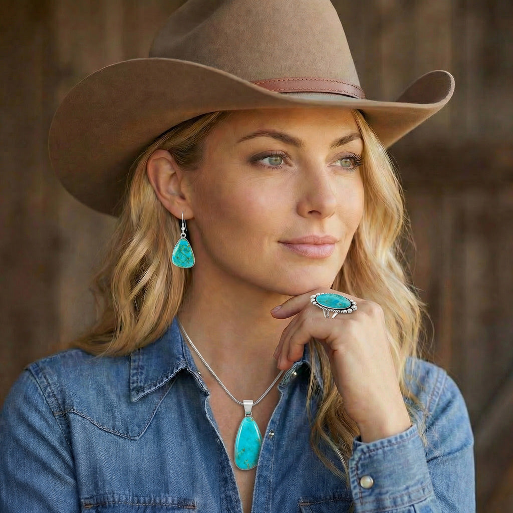 Turquoise Jewelry Drop Earrings Sterling Silver E1058-C75