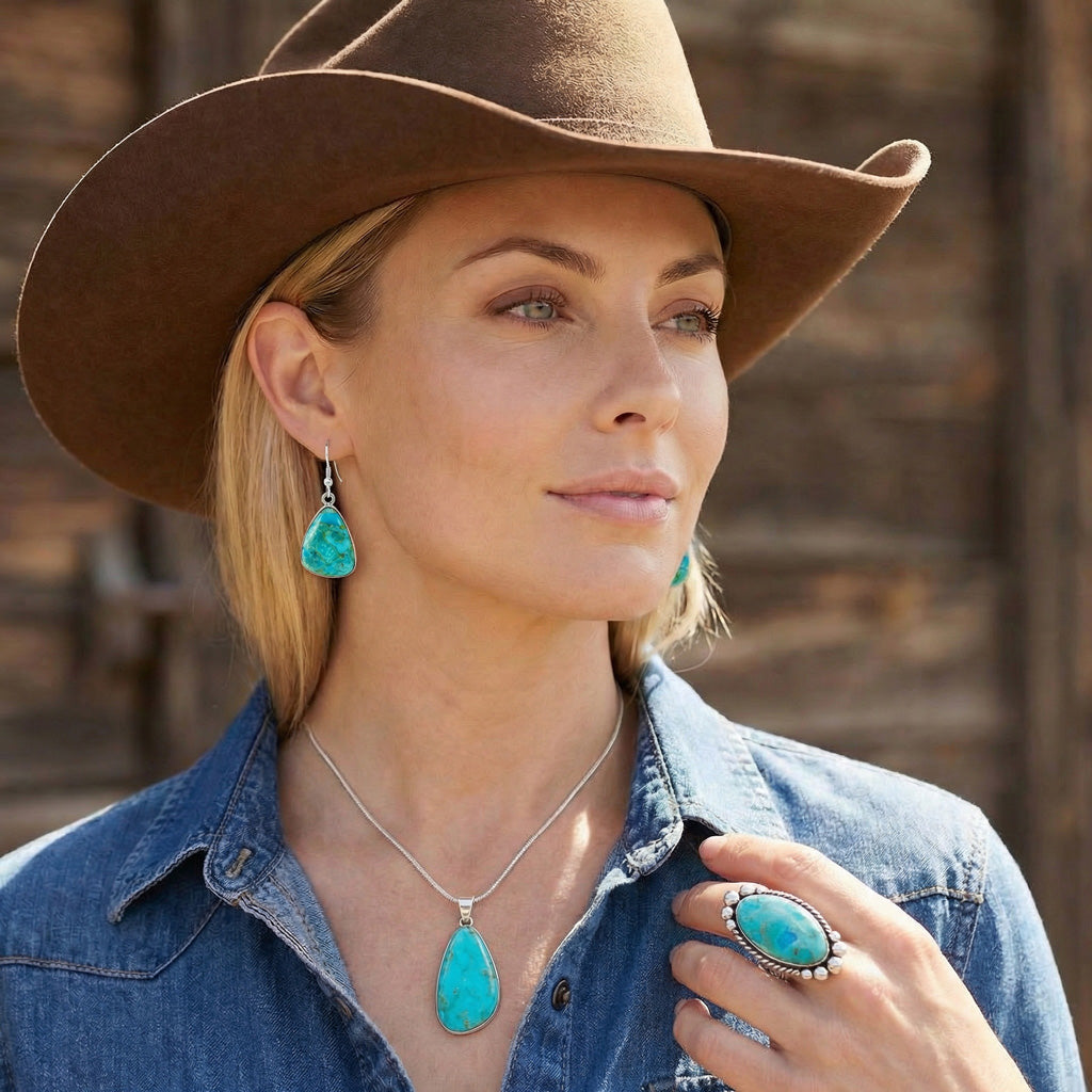 Turquoise Jewelry Drop Earrings Sterling Silver E1058-C75