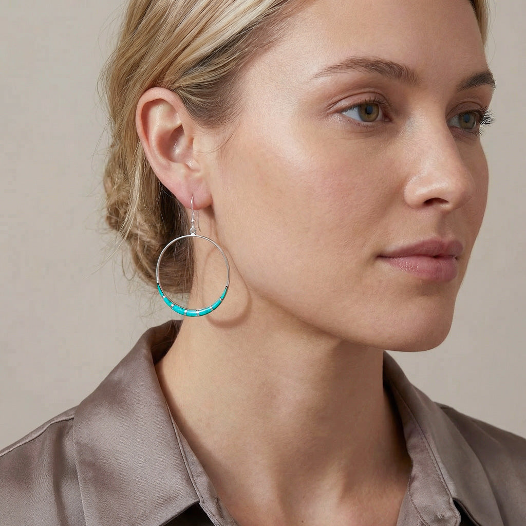 Turquoise Earrings Sterling Silver E1064-C05