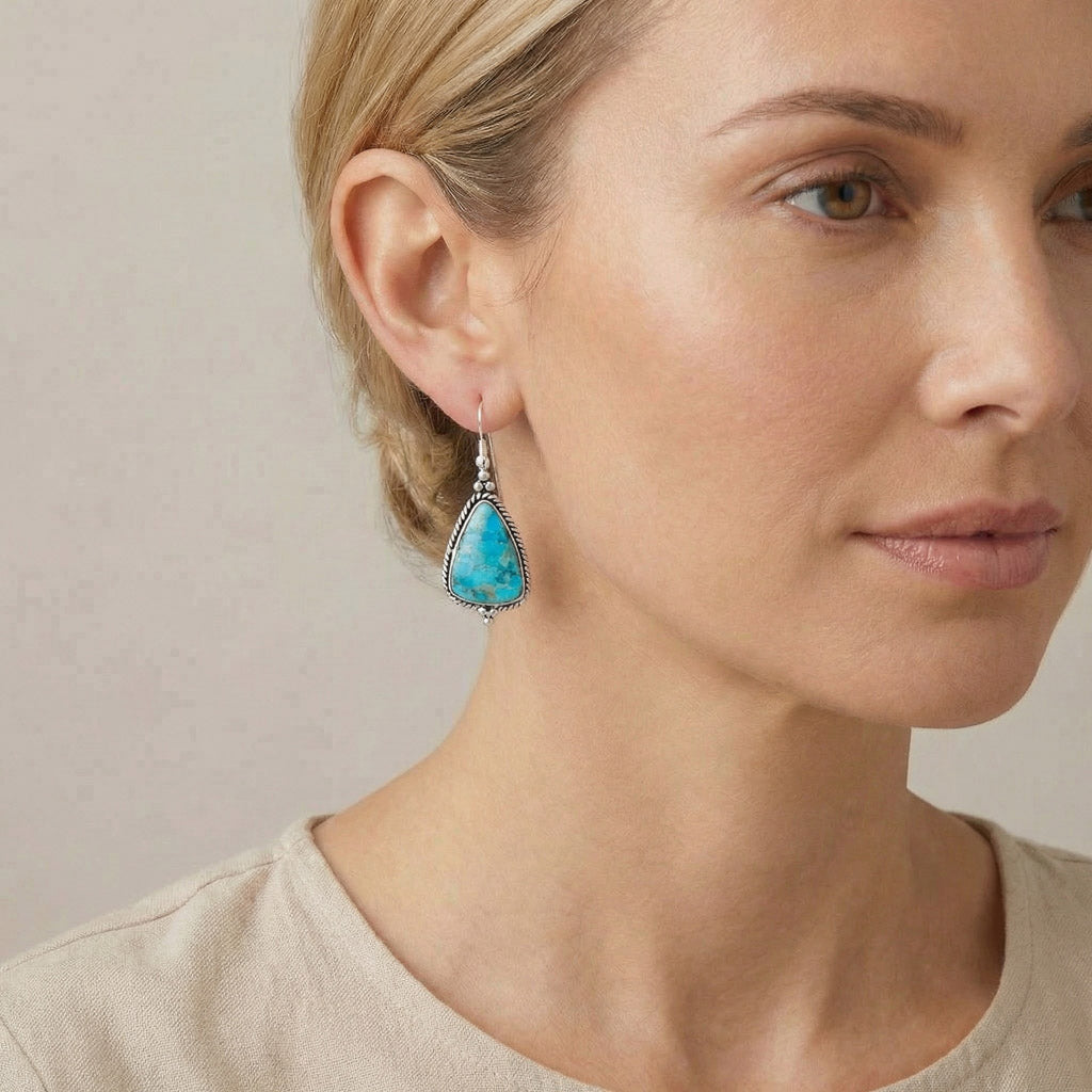 Sterling Silver Drop Earrings Turquoise E1065-LG-C75