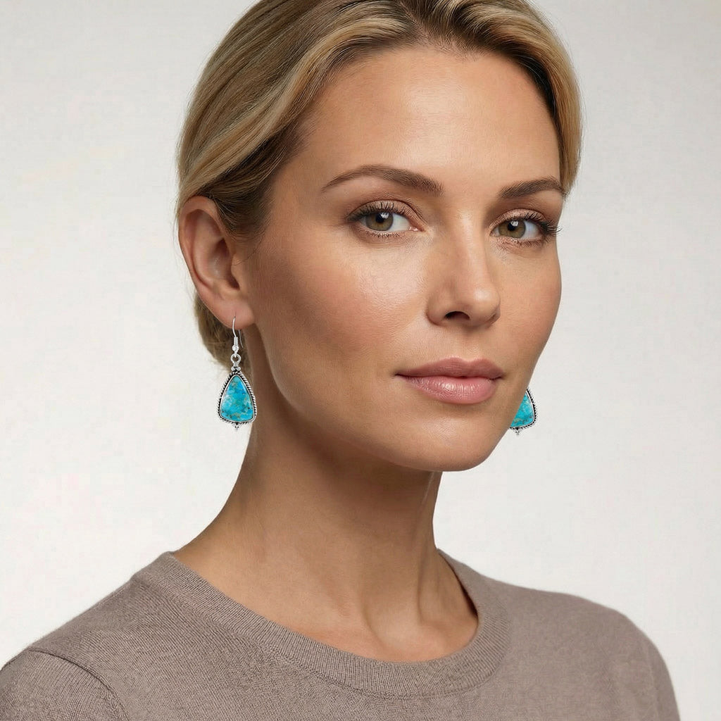 Sterling Silver Drop Earrings Turquoise E1065-LG-C75