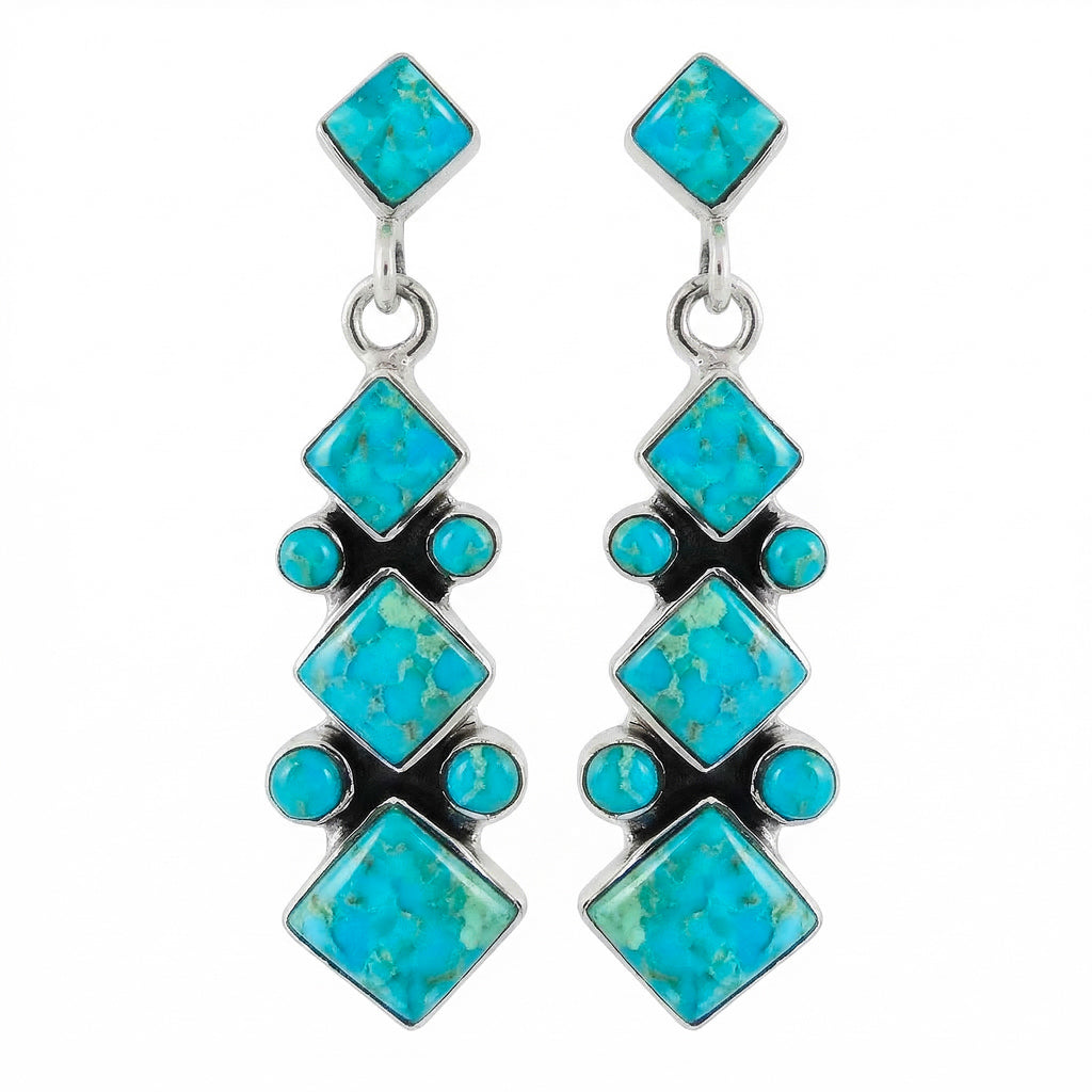 FINAL CLEARANCE - Turquoise Earrings SilveryCopper™ E1069-SM-SB-C75