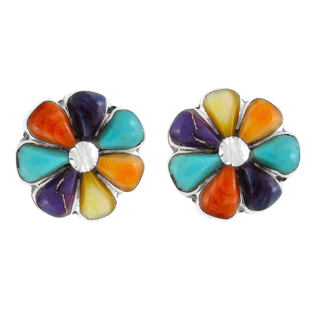 Multi Gemstone Earrings SilverBronzé E1070-SB-C71