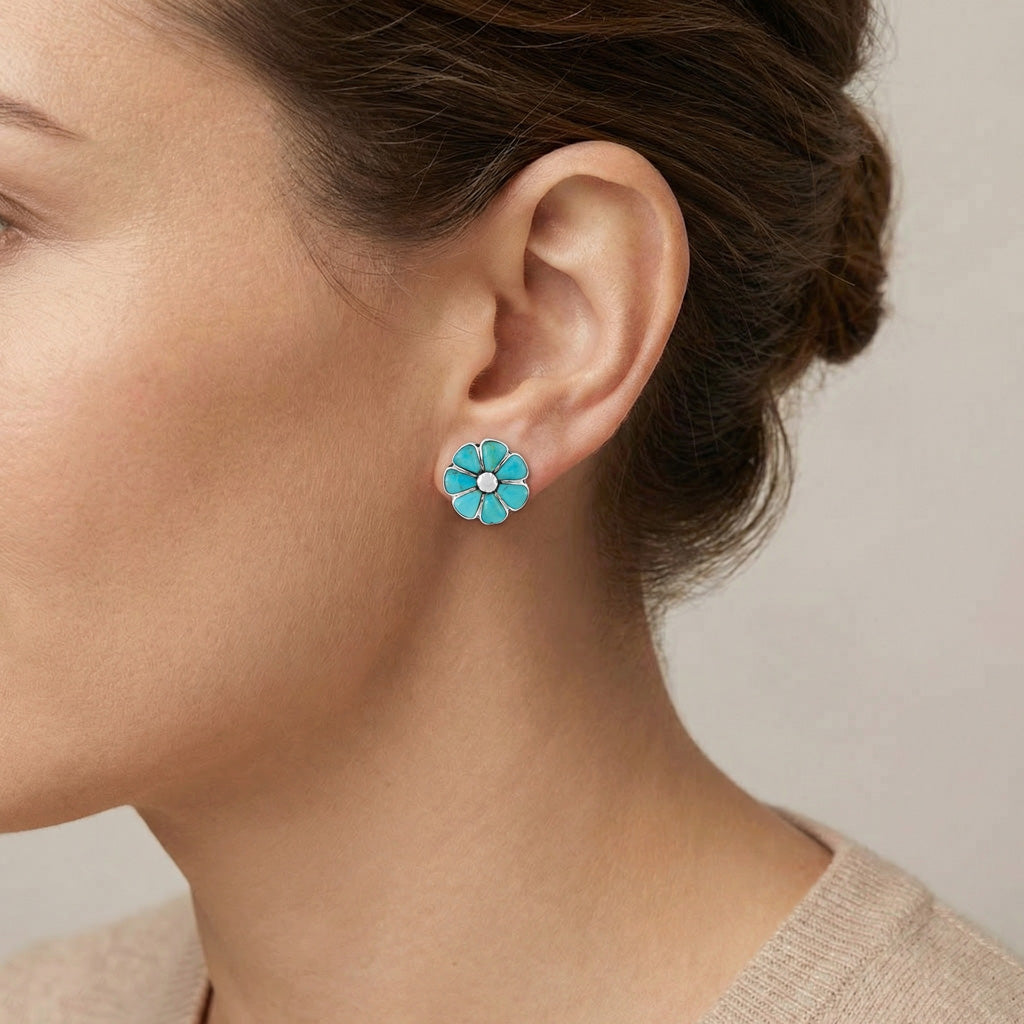 FINAL CLEARANCE - Turquoise Earrings SilveryCopper™ E1070-SB-C75