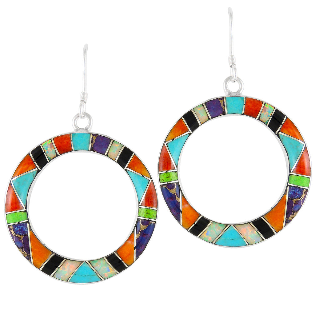 Multi Gemstone Earrings SilverBronzé E1074-SB-C01