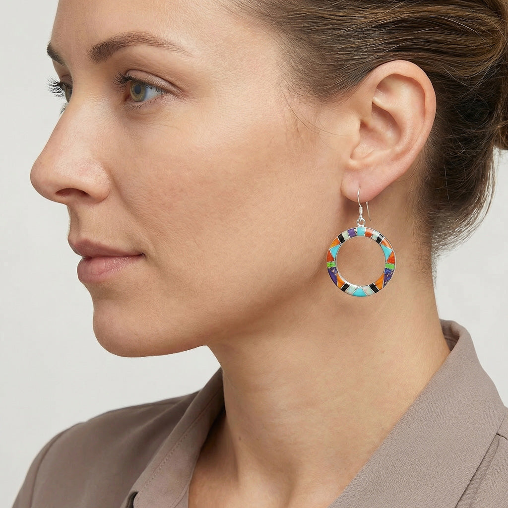 Sterling Silver Earrings Multicolor E1074-C01