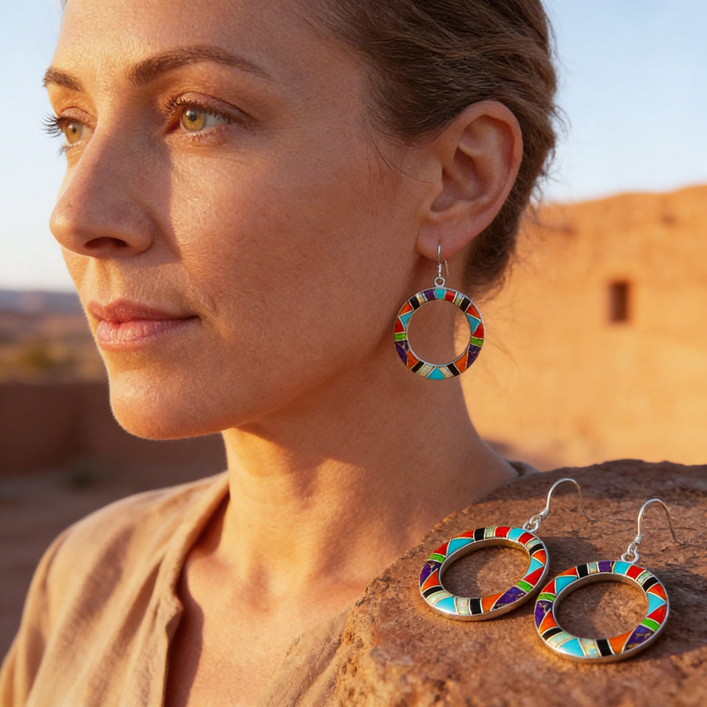 FINAL CLEARANCE - Multi Gemstone Earrings SilveryCopper™ E1074-SB-C01