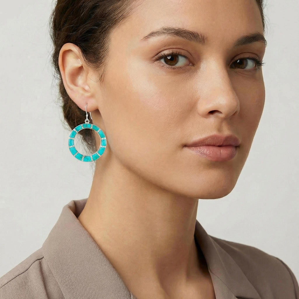 Turquoise Earrings SilverBronzé E1074-SB-C05