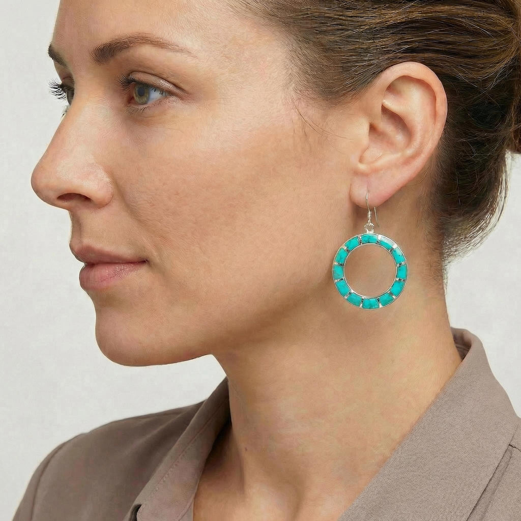 Turquoise Earrings SilverBronzé E1074-SB-C05