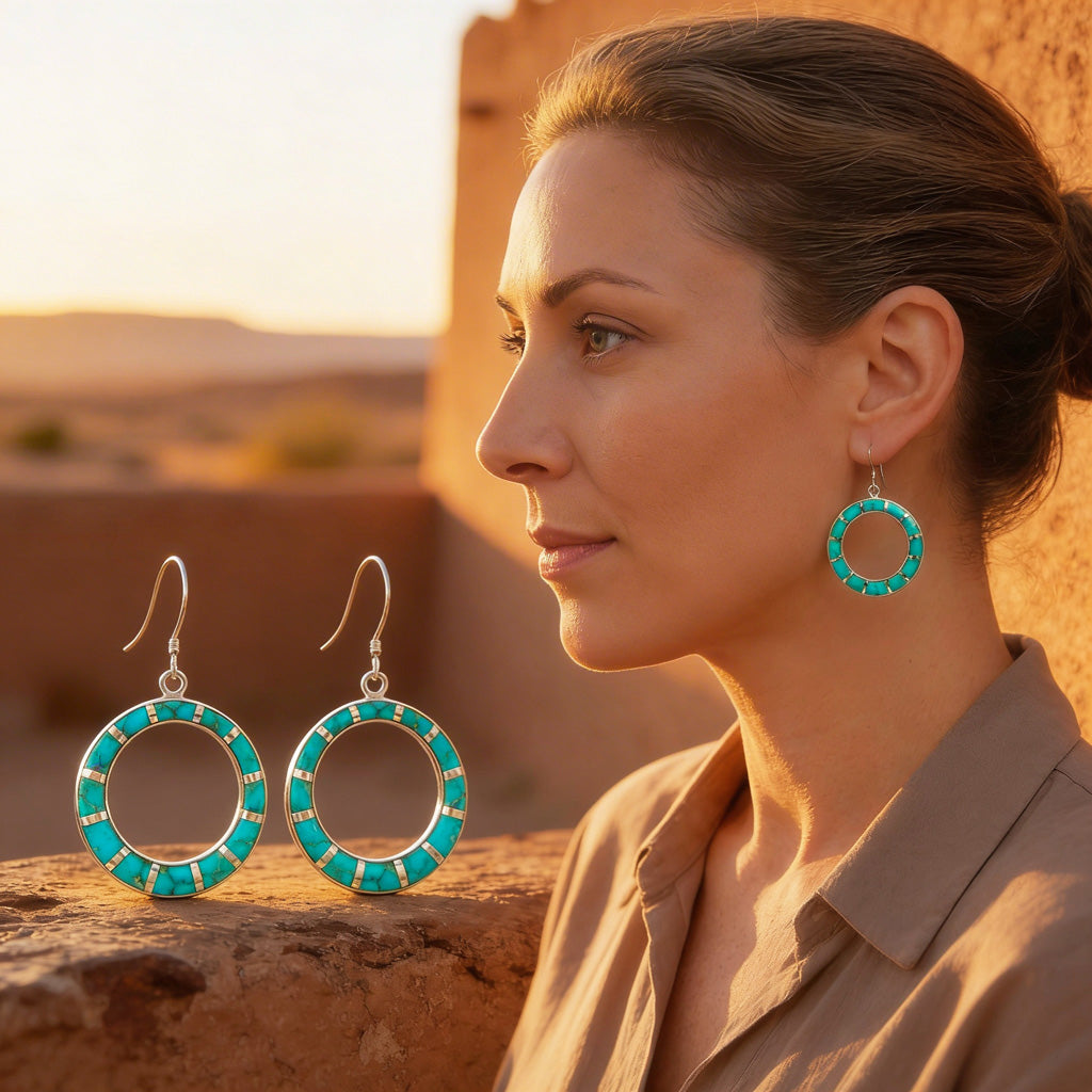 Turquoise Earrings SilverBronzé E1074-SB-C05