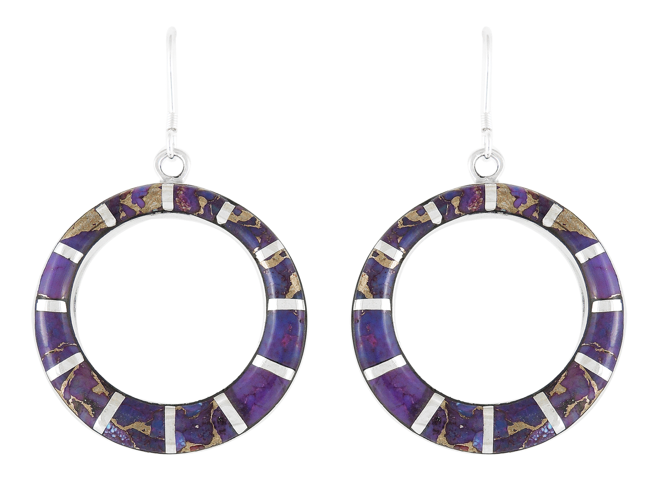Sterling Silver Earrings Purple Turquoise E1074-C07