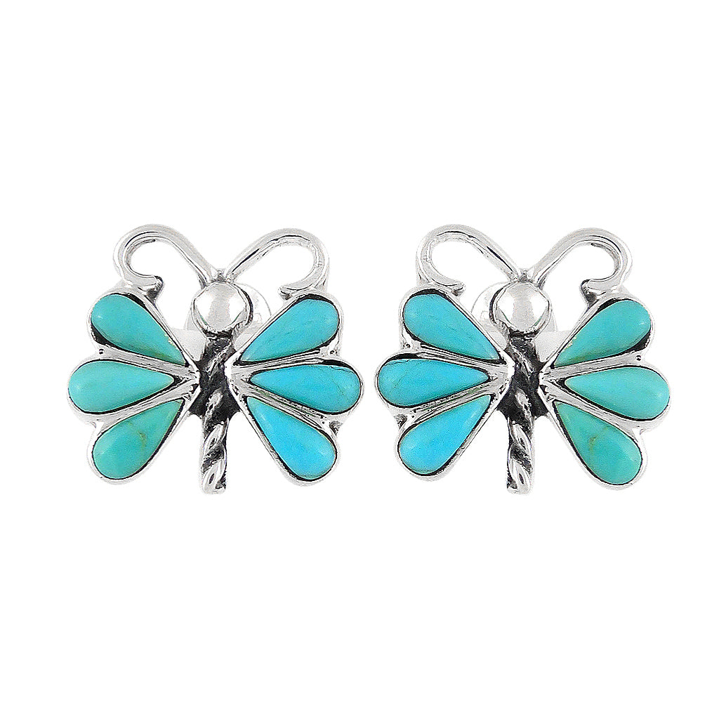 Sterling Silver Butterfly Earrings Turquoise E1077-C75
