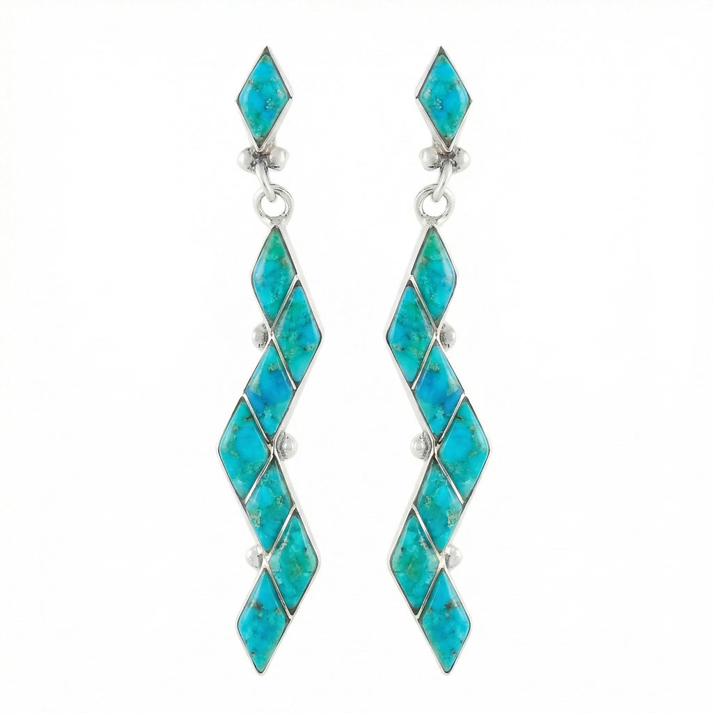 Turquoise Earrings SilverBronzé E1079-LG-SB-C75 (Larger Version)