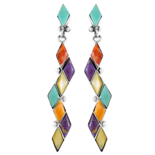 Sterling Silver Earrings Multicolor E1079-C71 (Larger Version)
