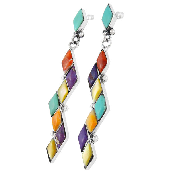 Sterling Silver Earrings Multicolor E1079-C71 (Larger Version)