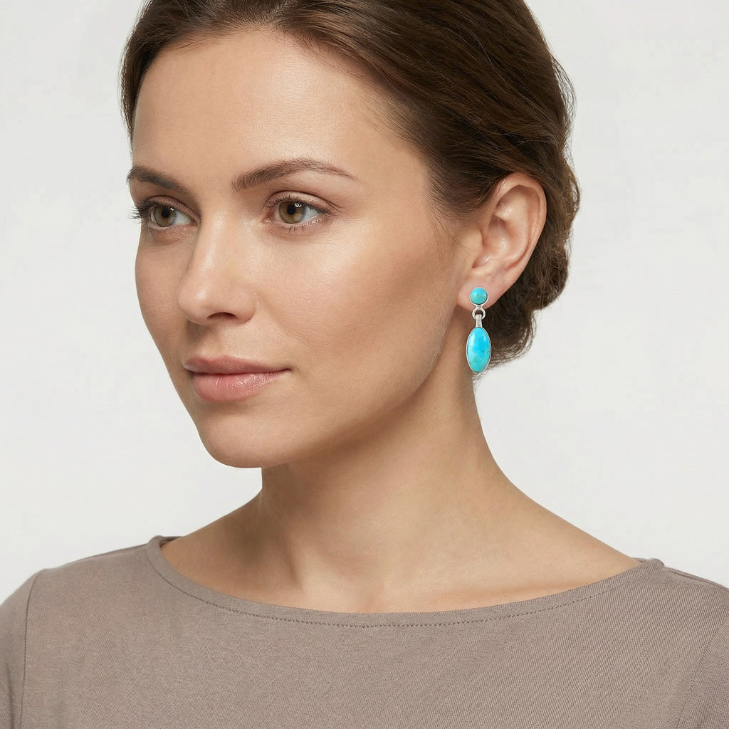 Sterling Silver Earrings Turquoise E1080-C75