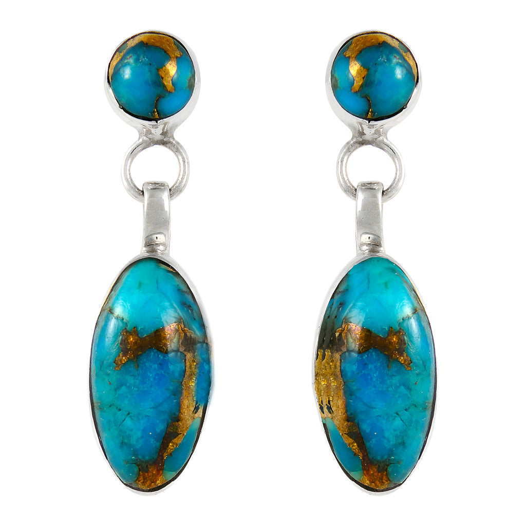 FINAL CLEARANCE - Matrix Turquoise Earrings SilveryCopper™ E1080-SB-C84