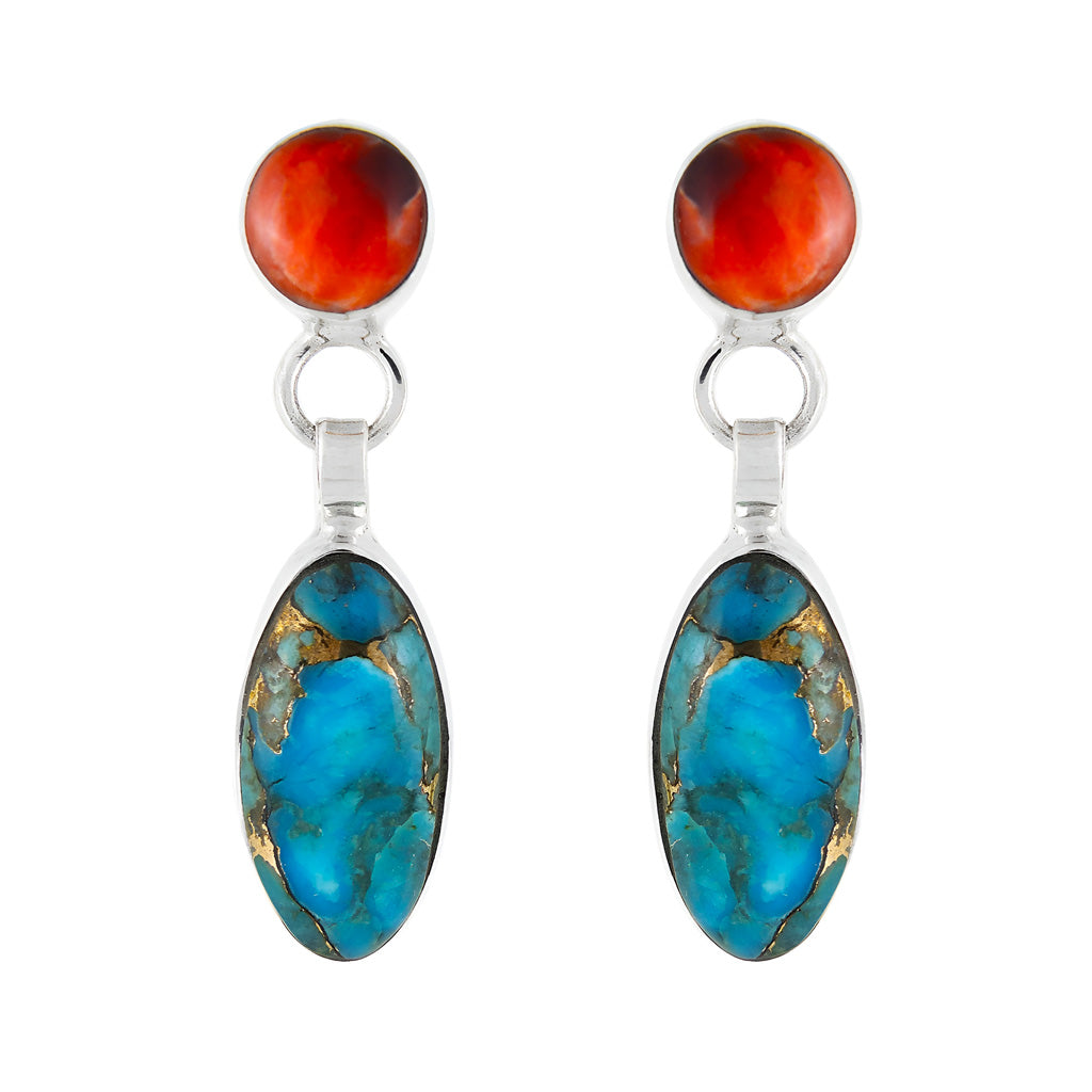 Multi Gemstone Earrings SilverBronzé E1080-SB-C86