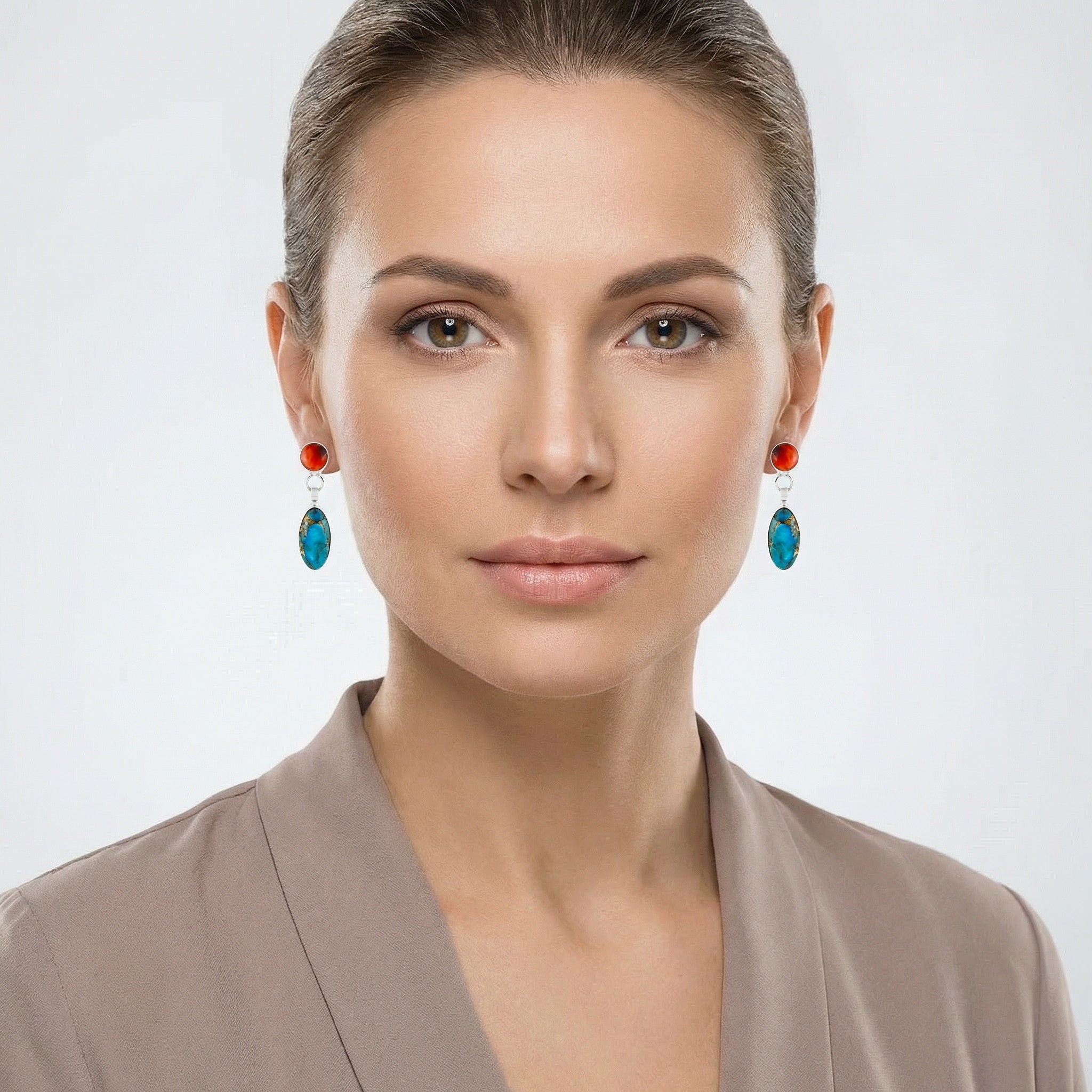 Multi Gemstones Earrings Sterling Silver E1080-C86