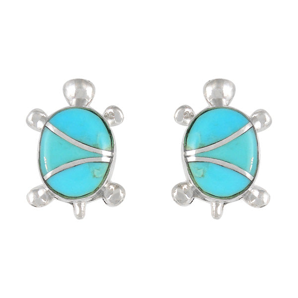 Sterling Silver Turtle Earrings Turquoise E1083-C05
