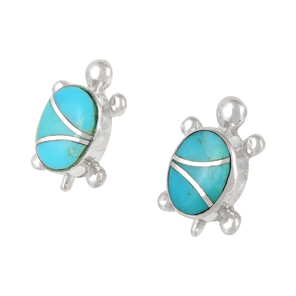 Sterling Silver Turtle Earrings Turquoise E1083-C05