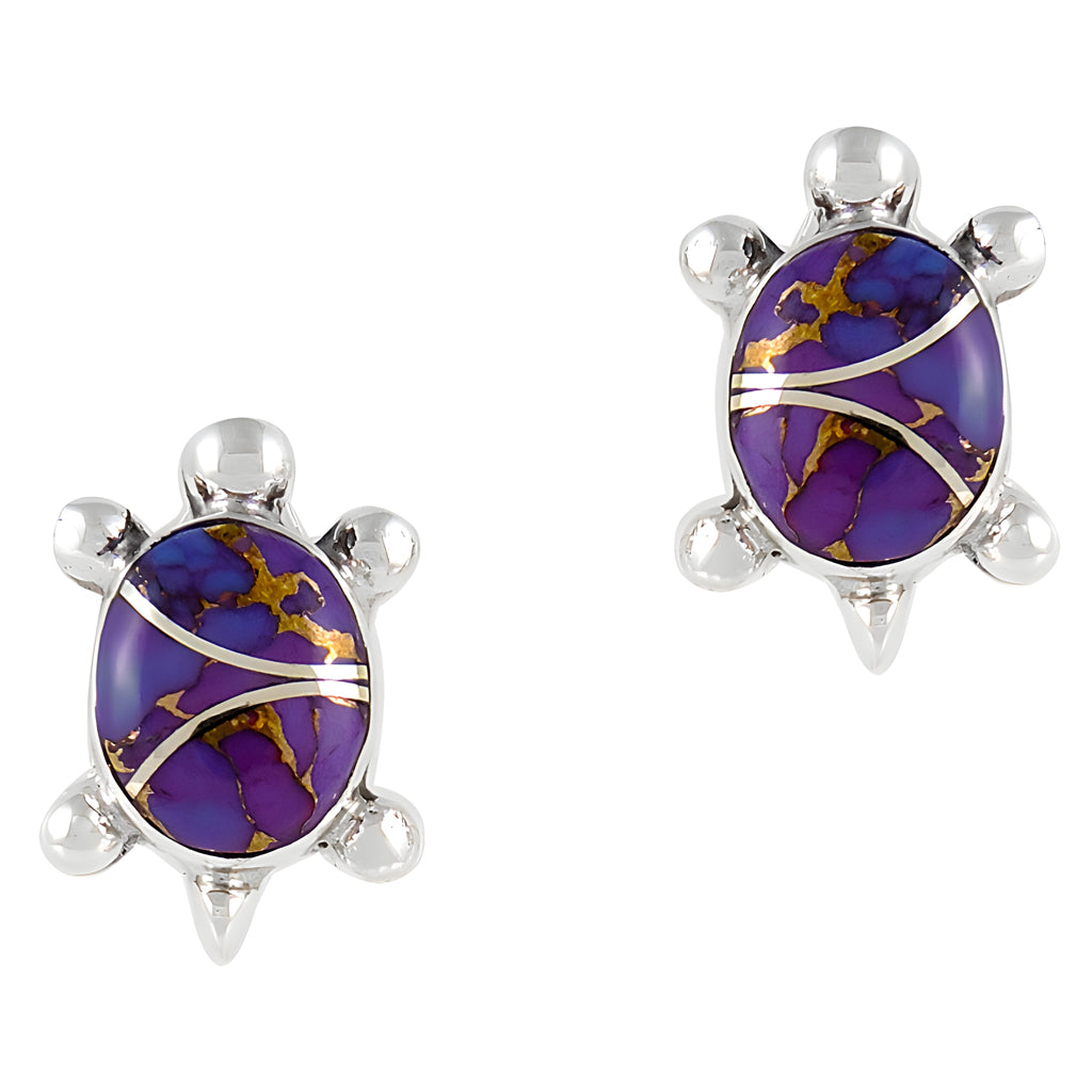 Turtle Purple Turquoise Earrings Sterling Silver E1083-C07