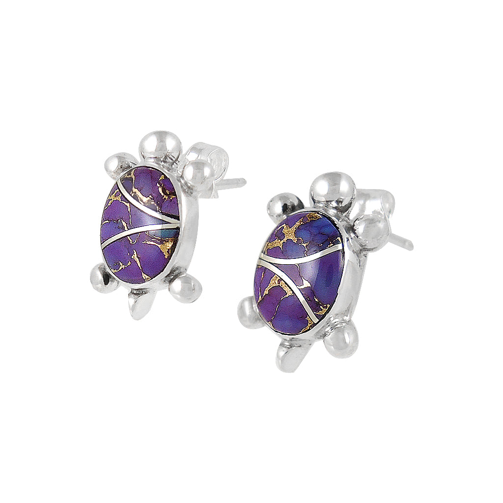 Turtle Purple Turquoise Earrings Sterling Silver E1083-C07