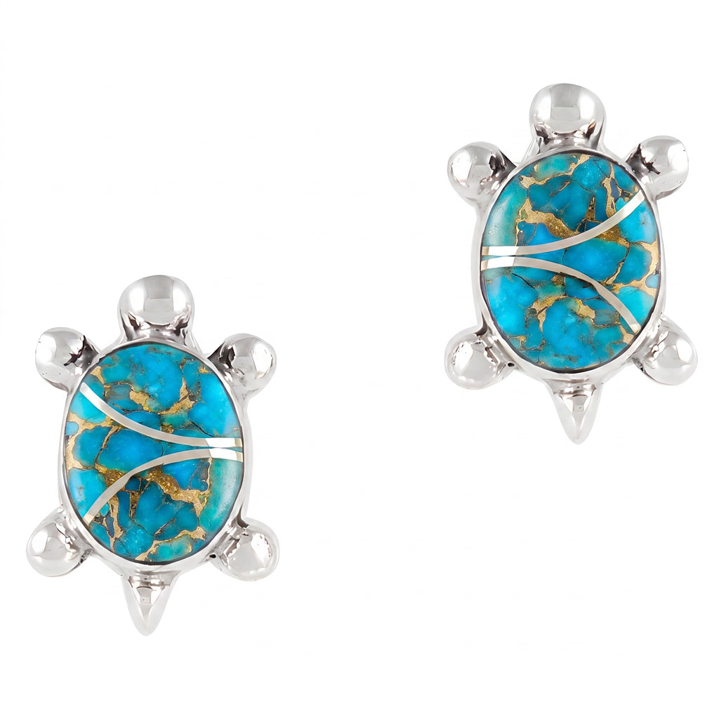 Turtle Matrix Turquoise Earrings Sterling Silver E1083-C84