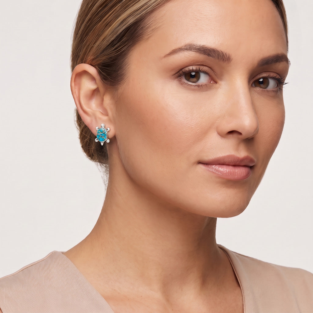 Turtle Matrix Turquoise Earrings Sterling Silver E1083-C84