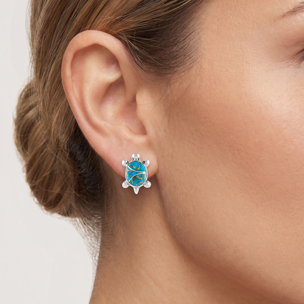 Turtle Matrix Turquoise Earrings Sterling Silver E1083-C84