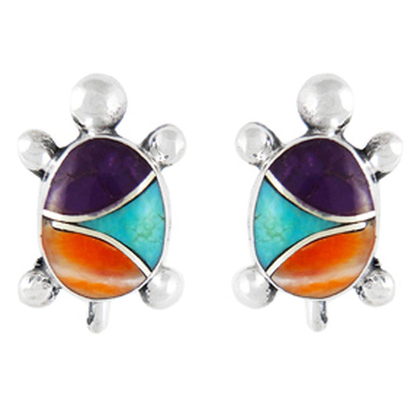 Sterling Silver Turtle Earrings Multicolor E1083-C01