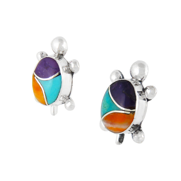 Sterling Silver Turtle Earrings Multicolor E1083-C01