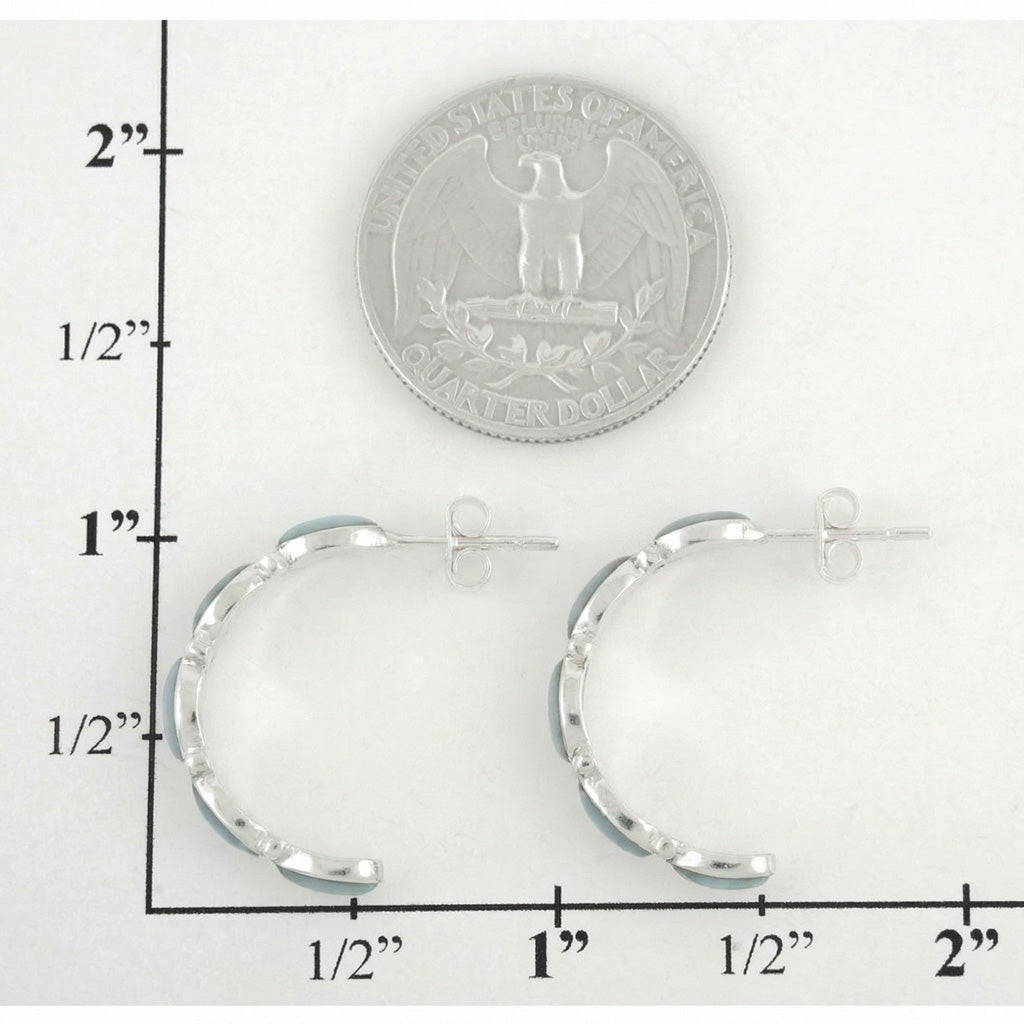 FINAL CLEARANCE - Turquoise Hoop Earrings SilveryCopper™ E1098-LG-SB-C75