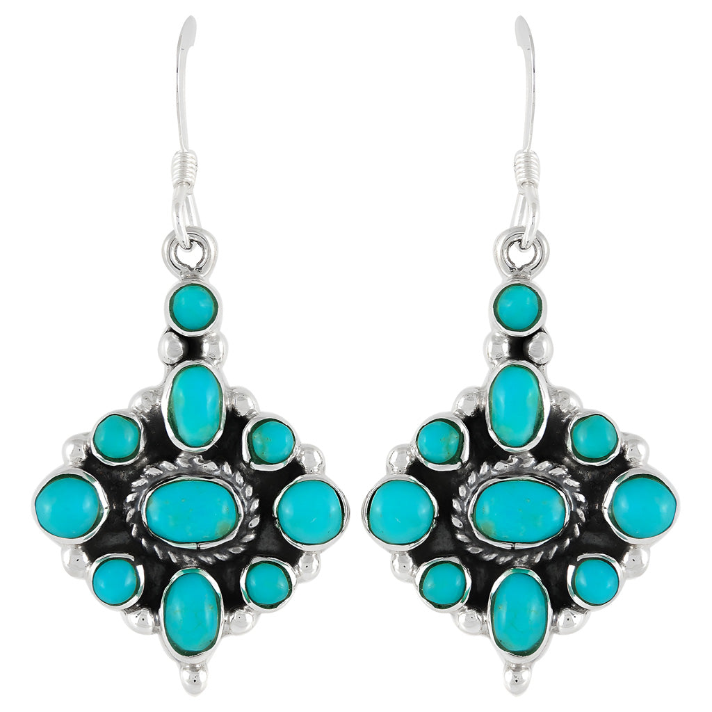 FINAL CLEARANCE - Turquoise Earrings SilveryCopper™ E1102-SB-C75