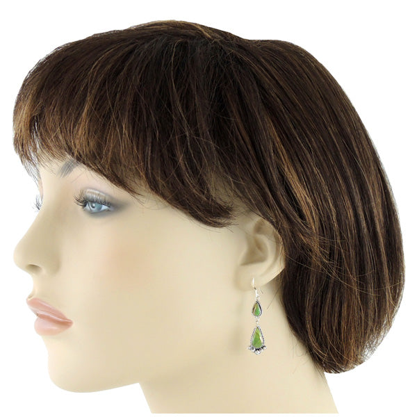 Green Turquoise Drop Earrings Sterling Silver E1107-C76