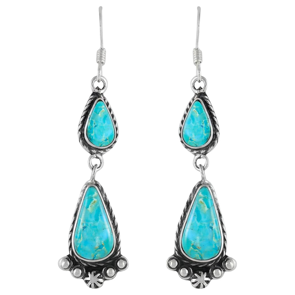 Turquoise Drop Earrings Sterling Silver E1107-C75